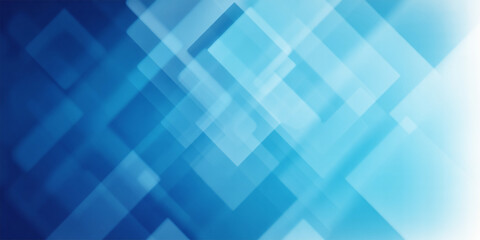 Abstract background featuring overlapping translucent squares in shades of blue and white color palette