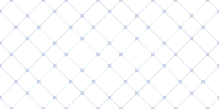 Minimalist vector seamless pattern with thin lines, nodes. Blue and white abstract lattice, grid, mesh, net. Subtle minimal background texture. Simple repeated design for wallpaper, decor, textile