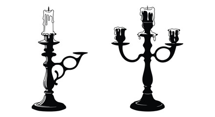 Elegant black candelabras with lit candles a classic decorative silhouette