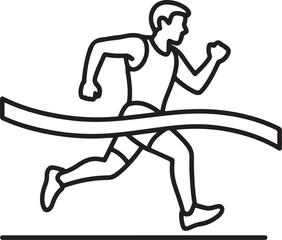 Dynamic runner breaking through finish line tape