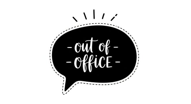 Graphic representation of an 'out of office' message, symbolizing a temporary break from work or a vacation period, ideal for digital communication
