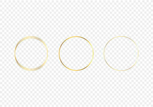 Golden Round Circle Frame, Elegant Circular Border Vector Illustration
