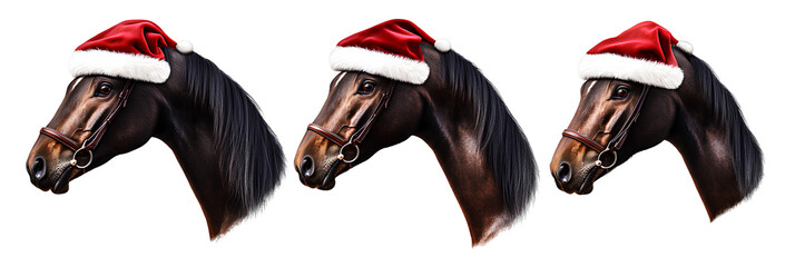 Equine Festive Season Horse Portraits Santa Hats Holiday Spirit Celebration Joyful Equus Merry Headwear