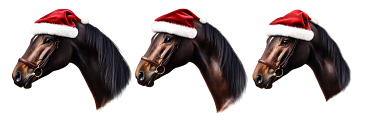 Equine Festive Season Horse Portraits Santa Hats Holiday Spirit Celebration Joyful Equus Merry Headwear