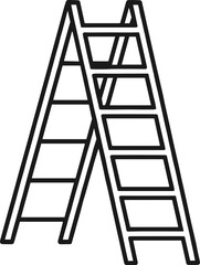 Black and white folding step ladder vector illustration, construction tool, household equipment, A-frame design, outline drawing for stock use