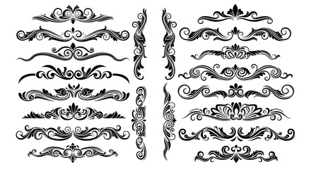 Elegant Ornate Designs: Exquisite collection of ornamental elements, showcasing a symphony of scrolls and flourishes. Ideal for adding a touch of sophistication and classical charm.