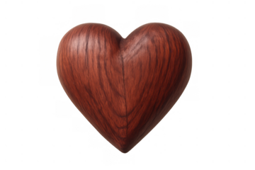 Wooden heart representing love, romance and passion, creating a symbol for valentine's day on a transparent background