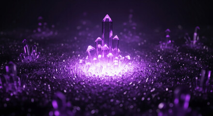 Image of a purple crystal formation, illuminated from within, representing energy, mineral formation, and gemstone luster, great for geological concepts