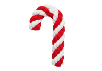 Red and white twisted rope candy cane isolated PNG, festive holiday decoration for Christmas and seasonal design projects