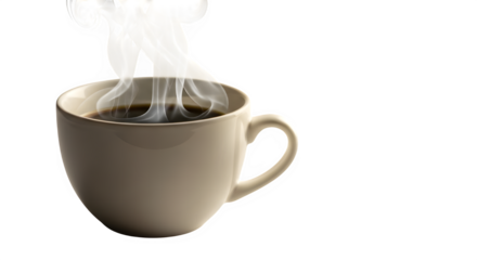 A steaming cup of coffee sits against an, its warmth and aroma inviting a moment of relaxation and enjoyment, creating a cozy and comforting atmosphere