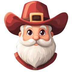 Festive Cowboy Santa: Charming Cartoon Character with Western Flair and Holiday Spirit Illustration