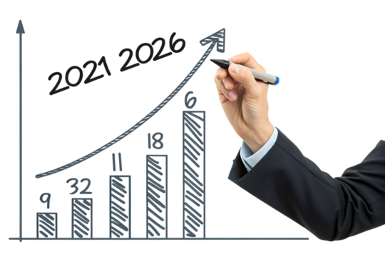 Business Person Draws Increase Arrow Graph Corpora Growth