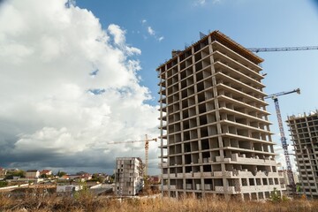 Buildings construction and crane. Residential Buildings