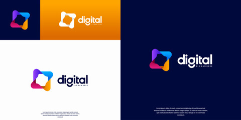modern technology logo, digital system services, electrical basis, artificial intelligence, vector illustration design.