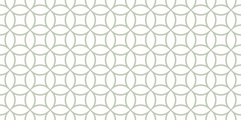 Delicate circular grid seamless pattern. Simple minimal vector ornament texture with circle mesh, net, lattice, curved lines. Abstract green and white geometric background. Repeating minimalist design