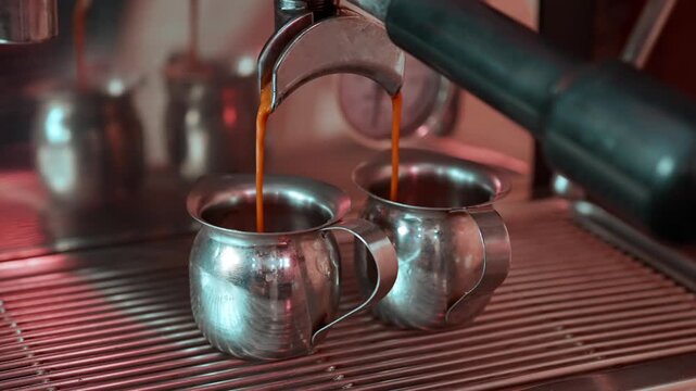 coffee machine performing espresso extraction