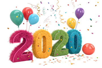Colorful furry 2026 new year celebration design joy and sparkle