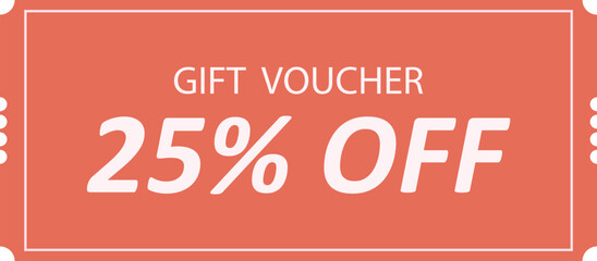 Gift voucher 25% off coupon for discount shopping promotion banner