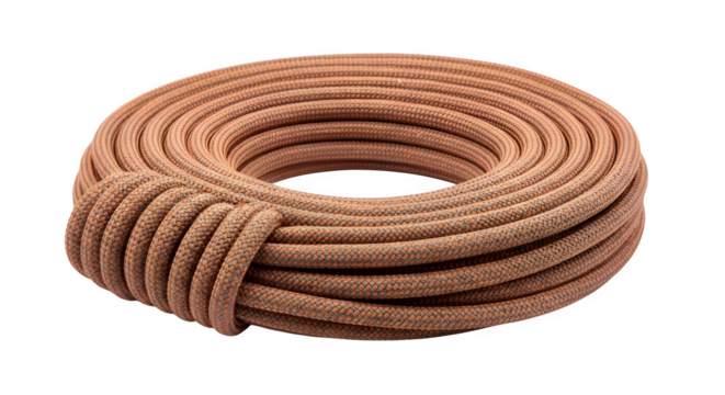 A coil of thick brown rope
