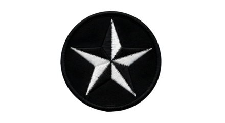 Black circle with a white star in the center