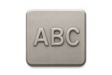 Abc embossed letters on a metal button representing education basics, learning, and fundamental knowledge