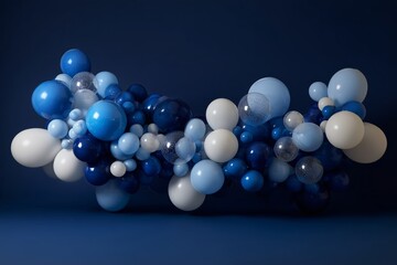 Fototapeta premium Colorful Balloons in Various Shades Near a Dark Blue Background for a Festive Setting