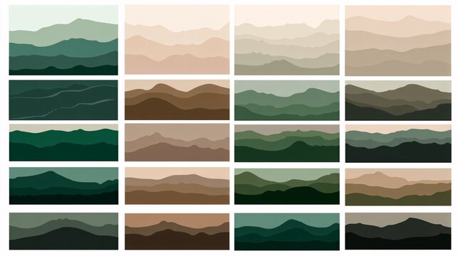 gradient bars blending emerald green and sandy beige tones, symbolizing nature’s equilibrium and organic calm, soft transitions creating a peaceful abstract background with minimalist design 