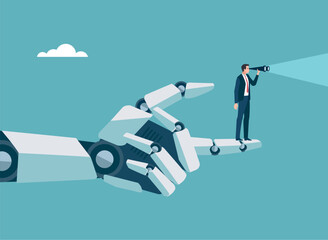  Artificial intelligence helps human and shows possibilities. Vector illustration