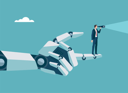  Artificial intelligence helps human and shows possibilities. Vector illustration