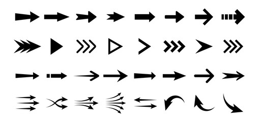 Arrows logo. Arrow vector icon.  Set arrow icons. Collection arrows sign. Black arrow icon set.  Vector illustration