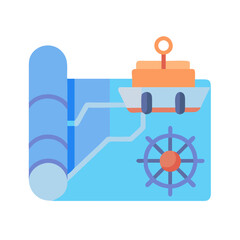 Fototapeta premium Simple vector icon illustration featuring a ship and a map