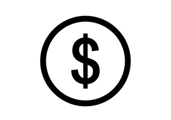 Obraz premium Dollar sign in circle isolated PNG, currency symbol for finance and business on transparent background, money icon