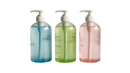 Refreshing hand sanitizer trio in vibrant blue, green, and pink hues for daily hygiene and germ protection