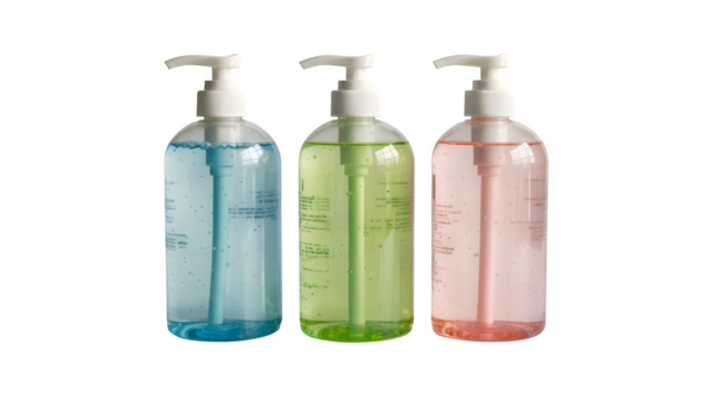 Refreshing hand sanitizer trio in vibrant blue, green, and pink hues for daily hygiene and germ protection