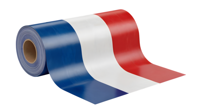 Striking roll of vibrant red, white, and blue material for creative projects and patriotic themed decorations
