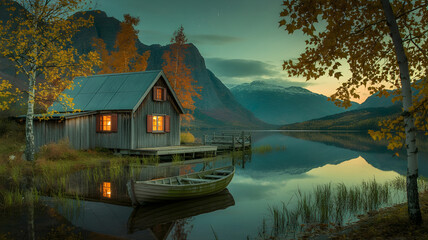 Fototapeta premium Lake Bled in Slovenia surrounded by mountains and nature