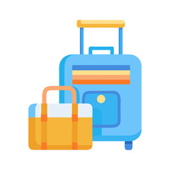 Flat illustration of suitcase and bag ready for travel