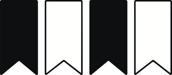 Clean Monochrome Bookmark and Flag Icons Minimalist Vector Illustration