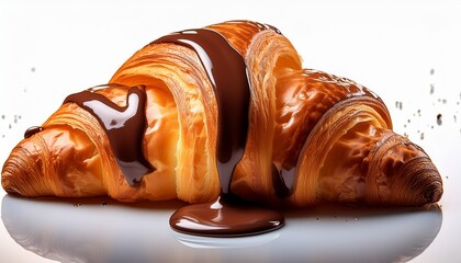 a croissant with chocolate sauce