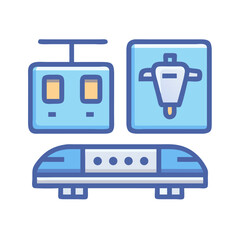 Modern train and transport options flat design style image