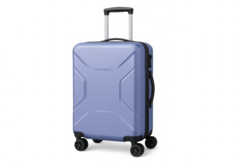 Blue hardshell rolling suitcase, travel luggage, vacation baggage, journey concept on transparent background