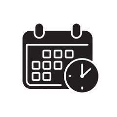 Black calendar with clock for scheduling tasks