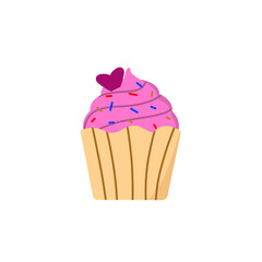 Strawberry cupcake illustration. Strawberry cupcake icon. Cupcake logo cartoon. Cupcake icon art