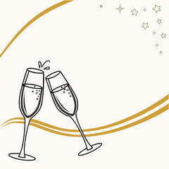 celebration Elegant Champagne Glass Silhouette vector illustration