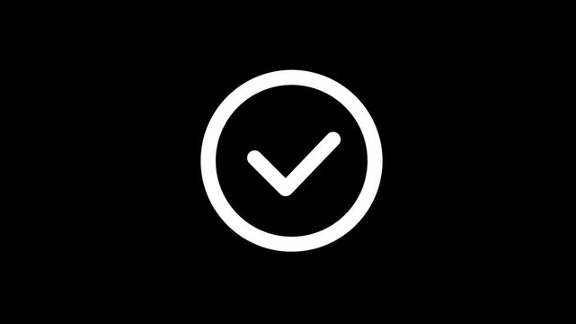 Simple animated tick mark showing success, approval, or task completion. Modern check symbol in minimal style for business, quality assurance, or confirmation concepts.