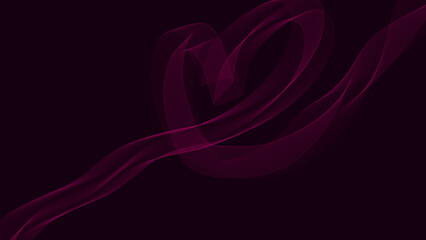 Glowing magenta heart wave on deep burgundy background. Romantic abstract light design with flowing lines, perfect for Valentine’s Day and love concepts.