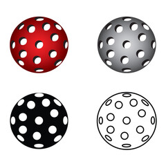 Pickleball ball vector, icon. Silhouette of pickle ball icon. Sports icon, outdoor game symbol. Vector illustration.