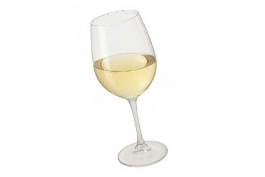 White wine pouring into a tilted glass, enjoying a refreshing alcoholic drink, celebrating with a festive beverage