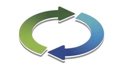 Dynamic looping arrows illustrate continuous process improvement, sustainable cycles, and ongoing project workflows for modern business solutions.