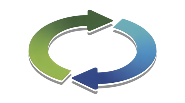 Dynamic looping arrows illustrate continuous process improvement, sustainable cycles, and ongoing project workflows for modern business solutions.
